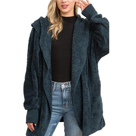 Hem & Thread Jackets & Blazers - Teddy Jacket Soft Sherpa Open Front Coat-One Size